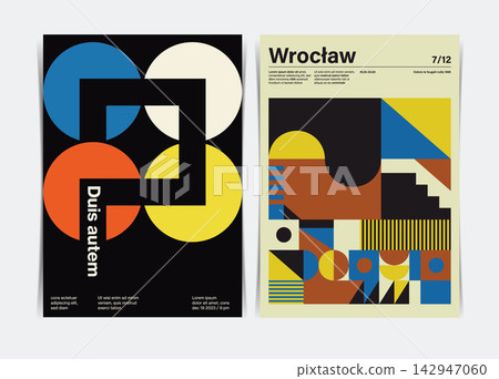 Swiss Abstract Modern Poster Set. Vector Illustration Swiss Abstract Modern Poster Set. Vector Illustration 142947060