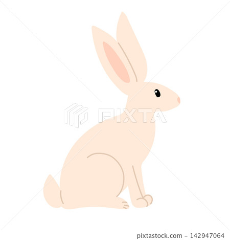 Cute vector illustration of a brown rabbit. A flat design rabbit icon isolated on a white background. Perfect for autumn-themed designs, educational books, and children's books. Cute vector illustration of a brown rabbit. A flat design rabbit icon isolated on a white background. Perfect for autumn-themed designs, educational books, and children's books. 142947064
