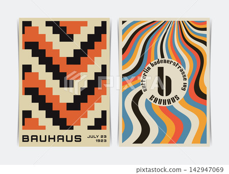 Bauhaus Waves Poster Template. Vector Illustration. Bauhaus Waves Poster Template. Vector Illustration. 142947069
