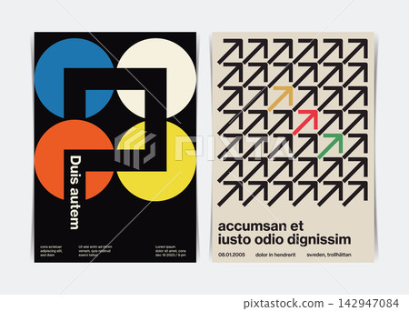 Midcentury Swiss Style Poster Template. Vector Illustration. Midcentury Swiss Style Poster Template. Vector Illustration. 142947084