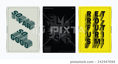 Set of Kinetic Futurist Poster Template. Vector Illustration. Set of Kinetic Futurist Poster Template. Vector Illustration. 142947094