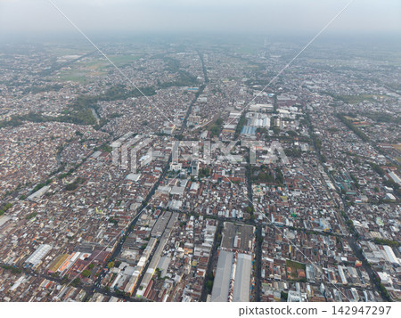 Aerial View of Malang City Urban Neighborhoods and Farmland Aerial View of Malang City Urban Neighborhoods and Farmland 142947297