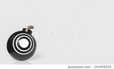 Black Bomb with Bullseye Target and Copy Space on Light Background 3d render. Black Bomb with Bullseye Target and Copy Space on Light Background 3d render. 142948076