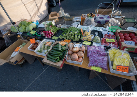 Fresh products lined up at the Hachinohe Tatehana Wharf Morning Market Fresh products lined up at the Hachinohe Tatehana Wharf Morning Market 142948344
