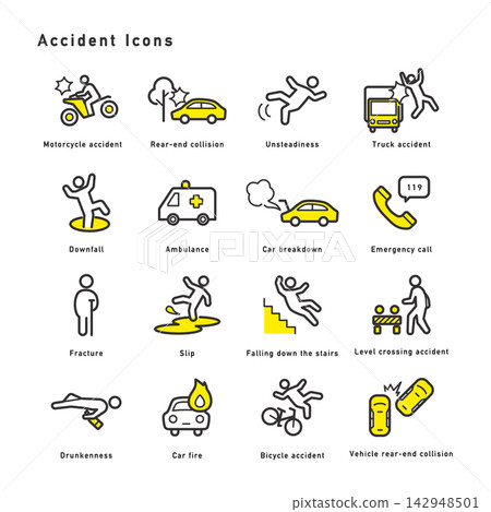 A simple icon set related to accidents and troubles. A simple icon set related to accidents and troubles. 142948501