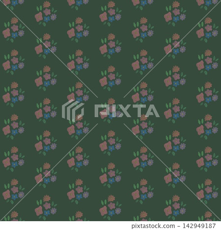 A hand-drawn floral illustration stands out against a deep, dark green background. A hand-drawn floral illustration stands out against a deep, dark green background. 142949187