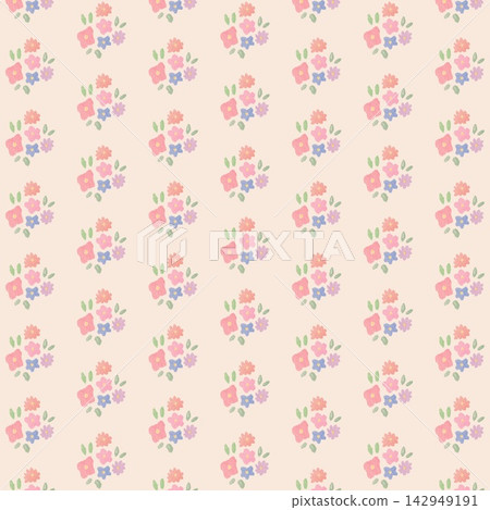 A delicate floral pattern against a pale peach-pink background. A delicate floral pattern against a pale peach-pink background. 142949191
