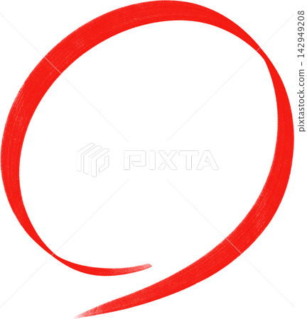 Paint-style red circle icon, red pen, handwritten, vector. Paint-style red circle icon, red pen, handwritten, vector. 142949208