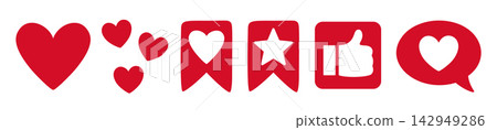 Social media icon set Like heart comment save bookmark follower notification counter symbols design Social media icon set Like heart comment save bookmark follower notification counter symbols design 142949286