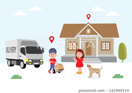 Successful Package Delivery to Happy Customer Successful Package Delivery to Happy Customer 142949314