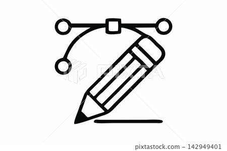 Hand-Drawn Graphic Design and Vector Pen Tool Icon with Pencil Hand-Drawn Graphic Design and Vector Pen Tool Icon with Pencil 142949401