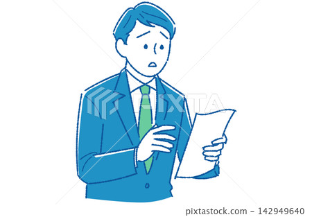 男性辦公室職員與其下屬討論工作相關文件的插圖。 142949640