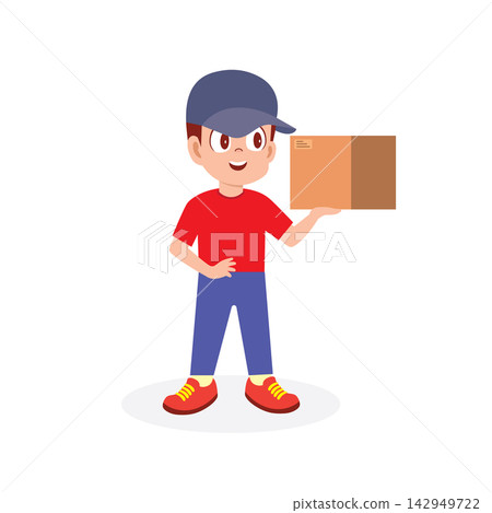 Cartoon Illustration of a Delivery Worker Cartoon Illustration of a Delivery Worker 142949722
