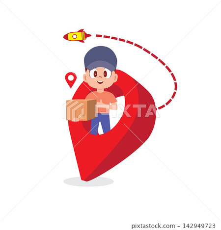 Fast and Friendly Delivery Boy Fast and Friendly Delivery Boy 142949723