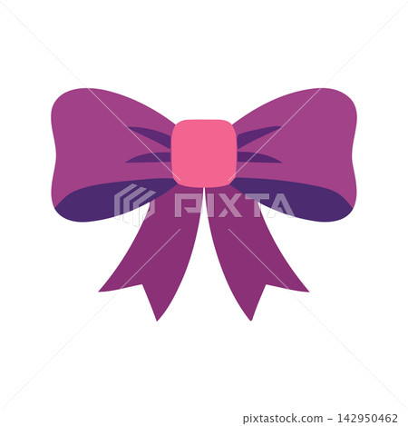 Decorative seamless flat vector icon of a stylized magenta bow perfect for crafts, branding, or sophisticated gift wrapping designs. 142950462