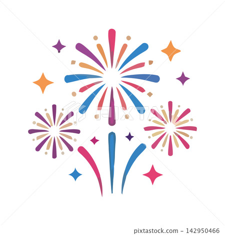 A festive and vibrant abstract design featuring multi-colored fireworks exploding in the night sky. Perfect for celebration themes. A festive and vibrant abstract design featuring multi-colored fireworks exploding in the night sky. Perfect for celebration themes. 142950466