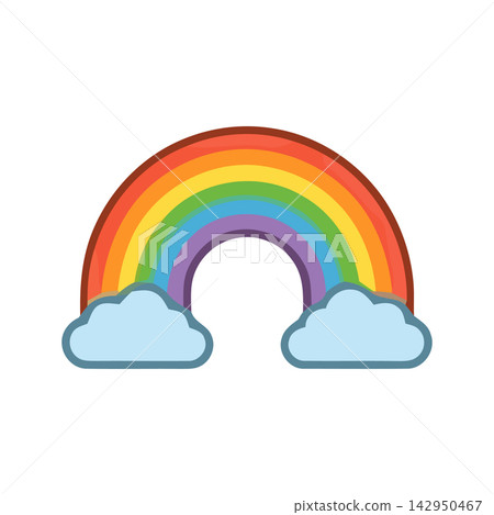 A bright, colorful rainbow arch graphic suitable for festive, abstract, or natural design elements. A bright, colorful rainbow arch graphic suitable for festive, abstract, or natural design elements. 142950467