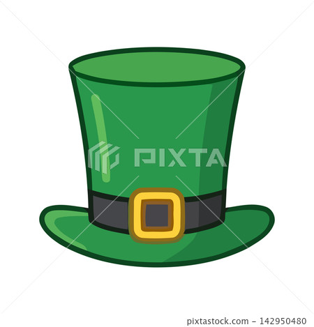 Stylish green top hat vector icon perfect for magicians, vintage themes, formal apparel, or celebratory graphics. Stylish green top hat vector icon perfect for magicians, vintage themes, formal apparel, or celebratory graphics. 142950480