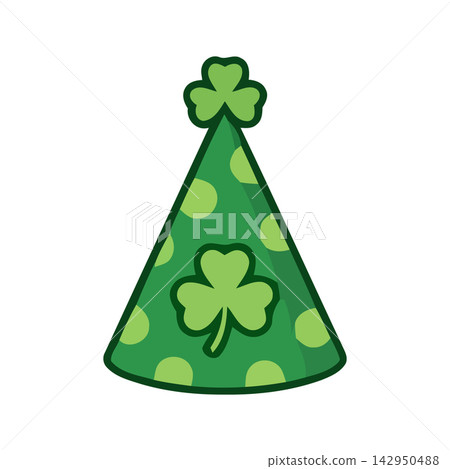 A stylized green clover leaf within a modern, symmetrical triangle shape icon. A stylized green clover leaf within a modern, symmetrical triangle shape icon. 142950488