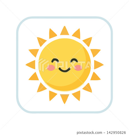 Bright vector drawing of a smiling sun character. Perfect for conveying warmth, happiness, energy, or summer themes in design projects. Bright vector drawing of a smiling sun character. Perfect for conveying warmth, happiness, energy, or summer themes in design projects. 142950826