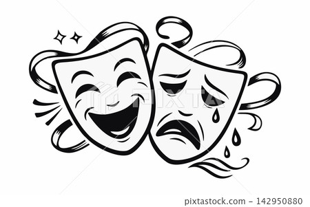 Comedy and Tragedy Theater Masks Illustration 142950880
