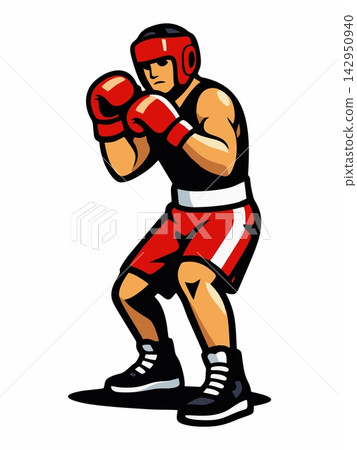 Boxer Fighter in Stance Illustration Boxer Fighter in Stance Illustration 142950940