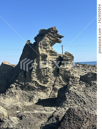男鹿半島上的哥吉拉岩(右側) 男鹿半島上的哥吉拉岩(右側) 142950954