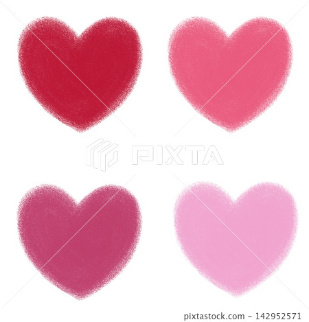 Hand-drawn crayon style illustration material: Heart, Red, Pink 142952571
