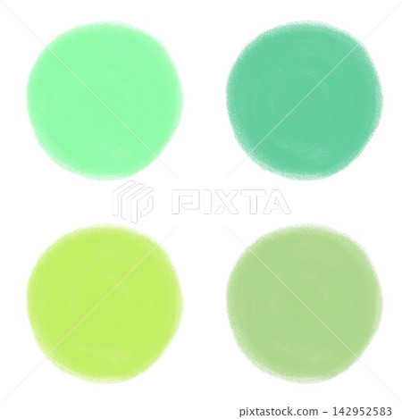 Hand-drawn crayon style illustration material: Circle, round, green Hand-drawn crayon style illustration material: Circle, round, green 142952583