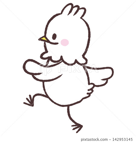 A side view illustration of a tall white bird walking. A side view illustration of a tall white bird walking. 142953145