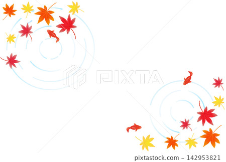 Autumn leaves and goldfish frame Autumn leaves and goldfish frame 142953821