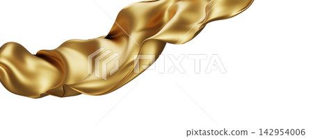 Luxury gold fabric flowing isolated on white background with copy space 3D render Luxury gold fabric flowing isolated on white background with copy space 3D render 142954006