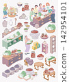 Kimjang Korean Kimchi Making Culture Vector Illustration with Diverse People for stickers and icons  142954101
