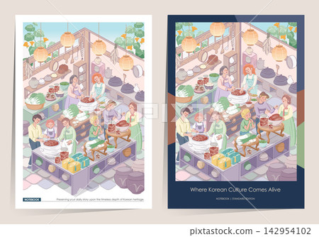 Kimjang Korean Kimchi Making Culture with Diverse People Notebook Template Set Vector Illustration Kimjang Korean Kimchi Making Culture with Diverse People Notebook Template Set Vector Illustration 142954102