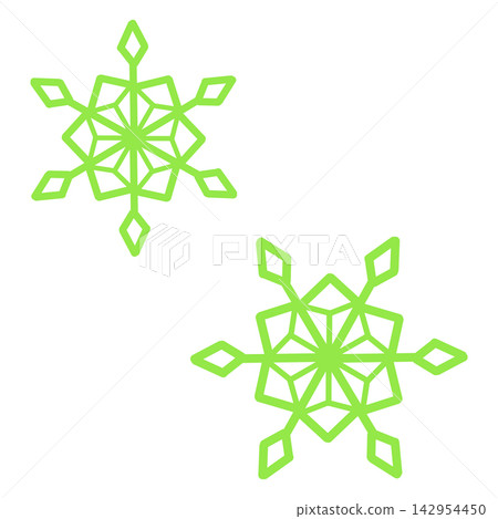 兩幅淺綠色雪花的插圖 兩幅淺綠色雪花的插圖 142954450