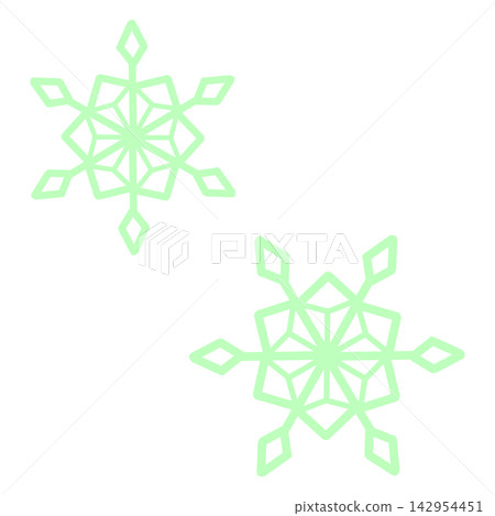 兩幅淺綠色雪花的插圖 兩幅淺綠色雪花的插圖 142954451