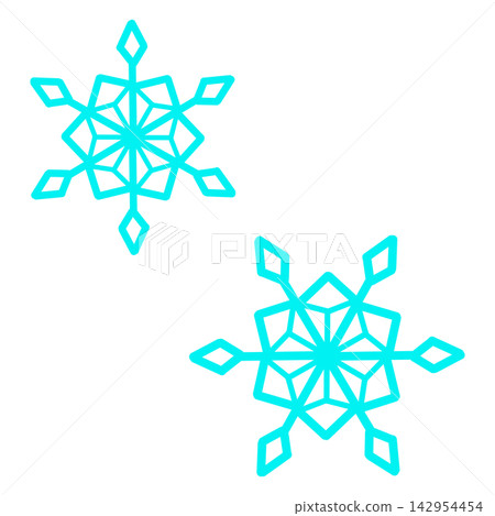 兩幅淺藍色雪花的插圖 兩幅淺藍色雪花的插圖 142954454
