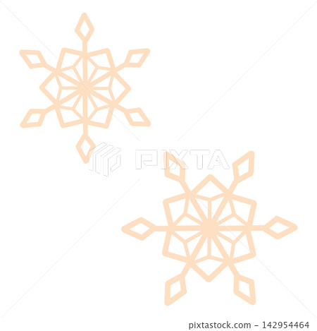Two illustrations of light orange snowflakes Two illustrations of light orange snowflakes 142954464