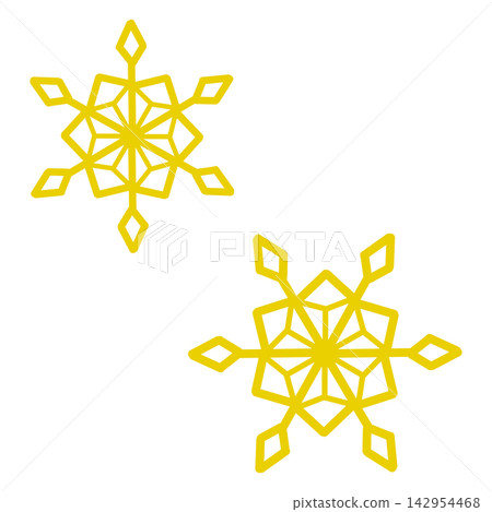 兩幅黃色雪花的插圖 兩幅黃色雪花的插圖 142954468
