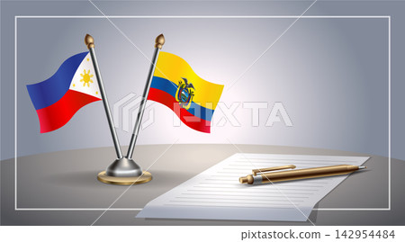 Small national flag of Philippines  and Ecuador flag Relation, Template Vector Illustration 142954484