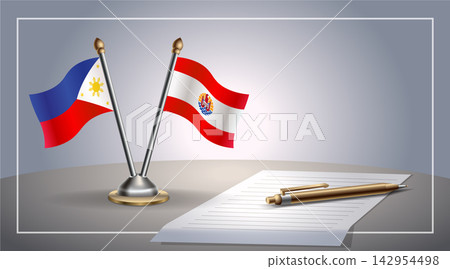 Small national flag of Philippines  and French Polynesia flag Relation, Template Vector Illustration 142954498