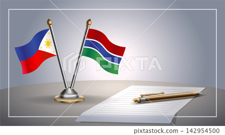 Small national flag of Philippines and Gambia flag Relation, Template Vector Illustration Small national flag of Philippines and Gambia flag Relation, Template Vector Illustration 142954500