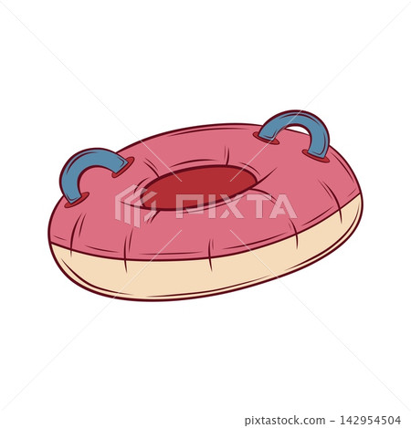 Vector illustration of a pink inflatable snow tube with handles 142954504