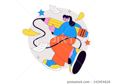 Pencil Vector Illustration featuring Creative Student Holding a Giant Pencil, Drawing Supplies, School Ideas, and Colorful Educational Artwork Pencil Vector Illustration featuring Creative Student Holding a Giant Pencil, Drawing Supplies, School Ideas, and Colorful Educational Artwork 142954826