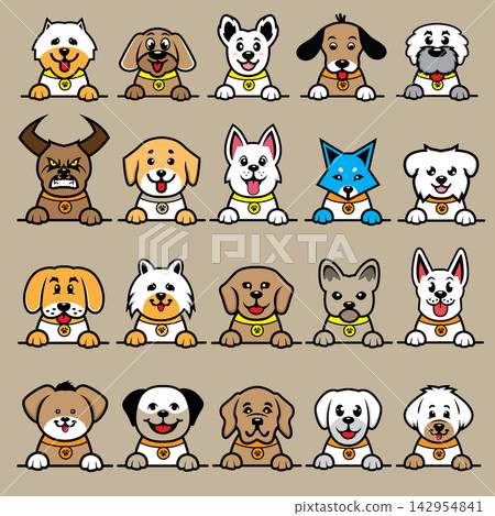 adorable dogs collection. vector illustration adorable dogs collection. vector illustration 142954841