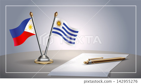 Small national flag of Philippines and Uruguay flag Relation, Template Vector Illustration Small national flag of Philippines and Uruguay flag Relation, Template Vector Illustration 142955276