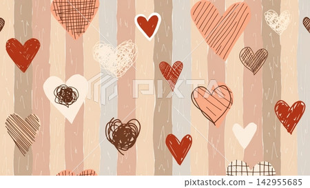 heart seamless pattern background featuring vertical stripes vector background  142955685