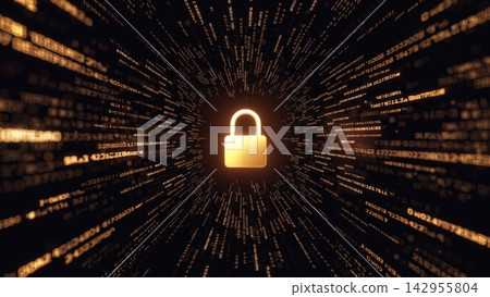 Programming code and glowin the dark padlock vector background Programming code and glowin the dark padlock vector background 142955804
