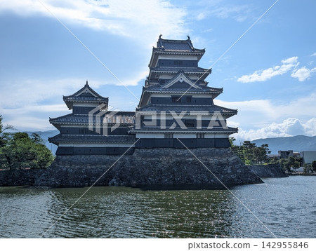 松本城,國寶級古城,碧空如洗,綠樹成蔭。 松本城,國寶級古城,碧空如洗,綠樹成蔭。 142955846