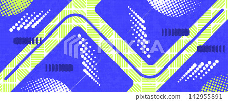 Abstract and Geometric Background Design with Blue and Lime Shapes, Dotted Patterns, and Textured Effects Abstract and Geometric Background Design with Blue and Lime Shapes, Dotted Patterns, and Textured Effects 142955891